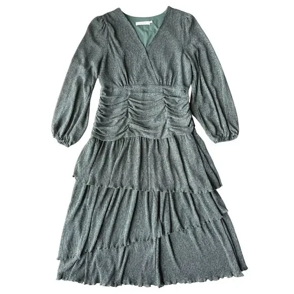 ASTR The Label Green Ruched Ruffle Floral Print Midi Dress - Picture 6 of 13